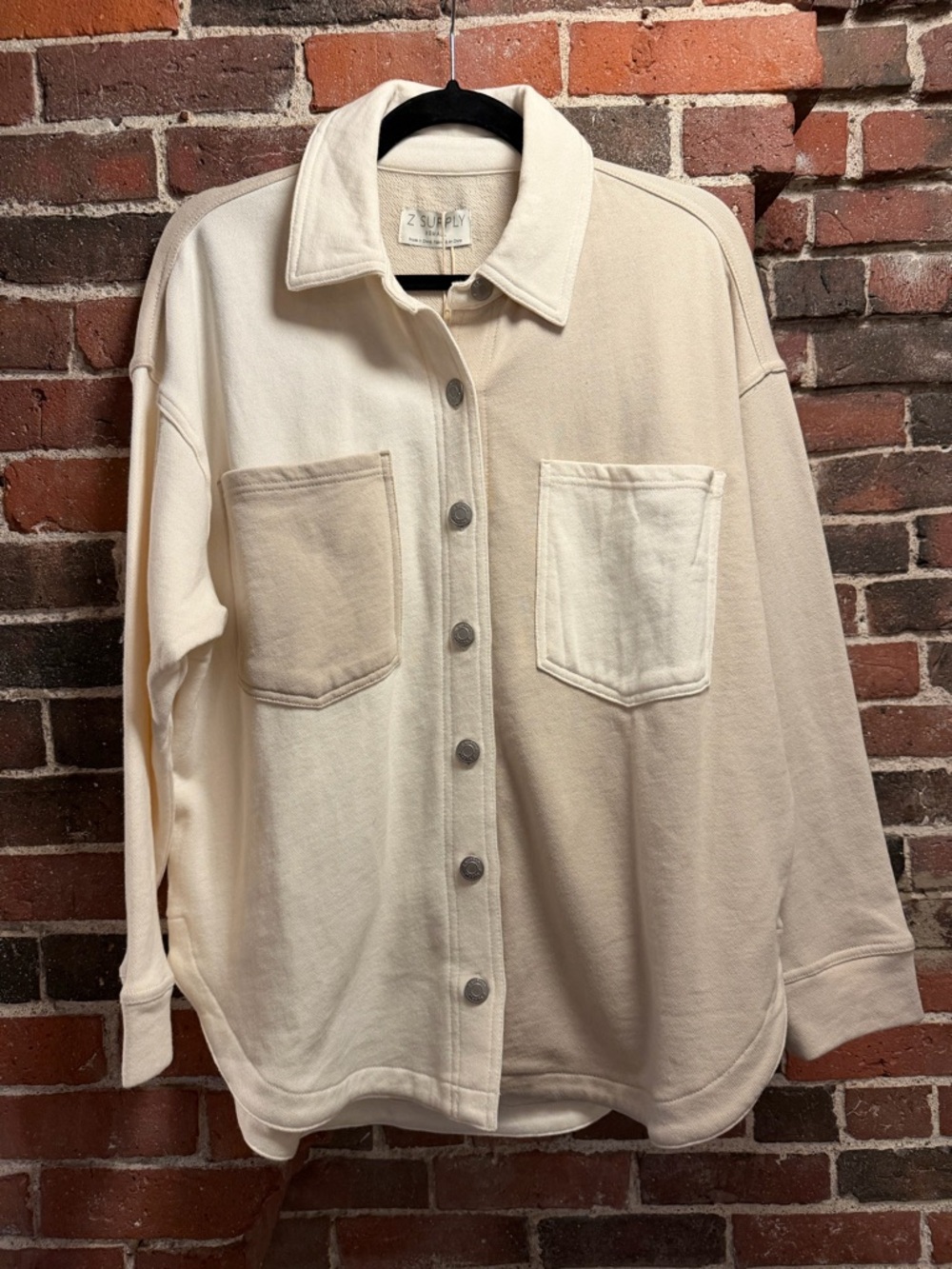 Z Supply White / Tan Spring Shirt Jacket
